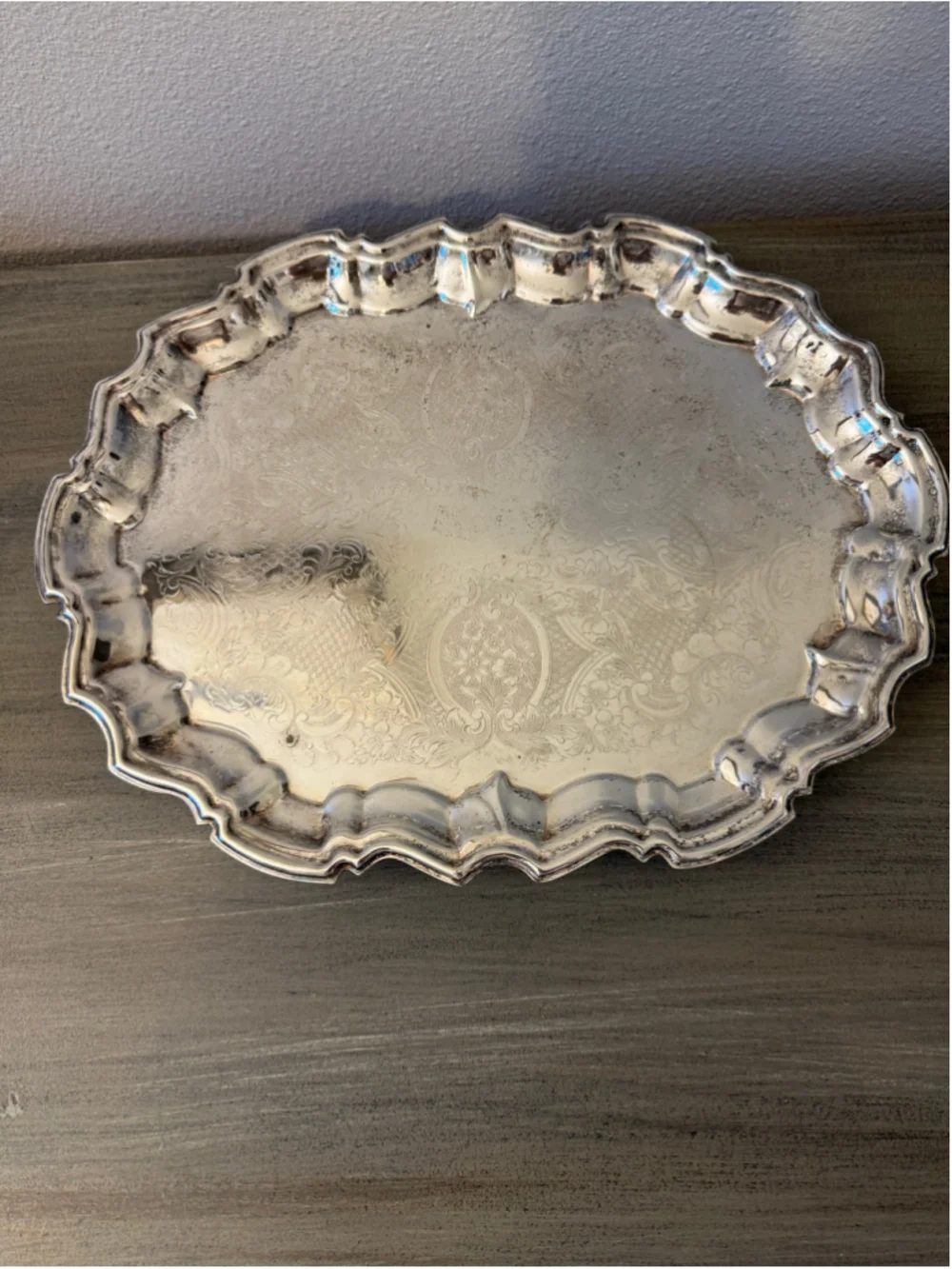 Vtg W. & S. Blackinton Silverplated Footed Serving Tray Ornate Engraved 14.5x11